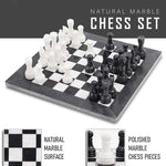 RADICALn 15 Inches Handmade Black and White Full Natural Marble Chess Game Set