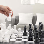 RADICALn 15 Inches Handmade Black and White Full Natural Marble Chess Game Set