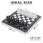 RADICALn 15 Inches Handmade Black and White Full Natural Marble Chess Game Set