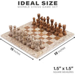 Fossil Coral and Dark Brown Natural Marble Chess Set - 15in