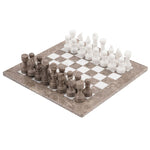 Grey Oceanic and White Natural Marble Chess Board Game Sets - 15in