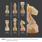 White and Green Onyx 15 Inches Natural Marble Chess Set