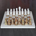 White and Green Onyx Handmade 12 Inches High Quality Marble Chess Set