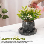 Marble Planter Handmade - Large Plant Pot with Drainage Hole