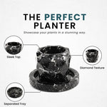 Marble Planter Handmade - Large Plant Pot with Drainage Hole