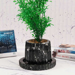 Marble Planters for Outdoor Plants Black 4' inch Handmade - Design B