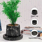 Marble Planters for Outdoor Plants Black 4' inch Handmade - Design B