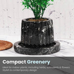 Marble Planters for Outdoor Plants Black 4' inch Handmade - Design B