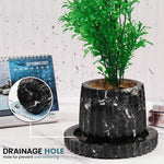 Marble Planters for Outdoor Plants Black 4' inch Handmade - Design B