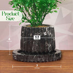 Marble Planters for Outdoor Plants Black 4' inch Handmade - Design B