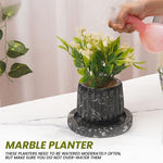 Marble Planters for Outdoor Plants Black 4' inch Handmade - Design B
