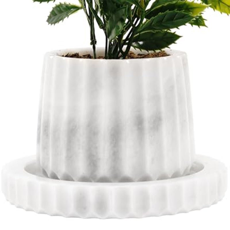 Marble Planters for Outdoor Plants Black 4' inch Handmade - Design B