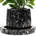Marble Planters for Outdoor Plants Black 4' inch Handmade - Design B