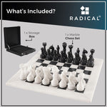 White and Black 15 Inches Premium Quality Marble Chess Set (With Storage Box)
