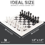 White and Black 15 Inches Premium Quality Marble Chess Set (With Storage Box)