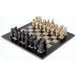 Black and Coral Antique Chess Set with Storage Box - 15 Inches
