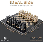 Black and Coral Antique Chess Set with Storage Box - 15 Inches