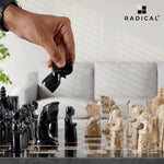 Black and Coral Antique Chess Set with Storage Box - 15 Inches
