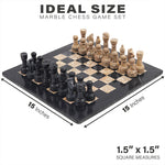 Black and Fossil Coral 15 Inches Premium Quality Marble Chess Set (With Storage Box)
