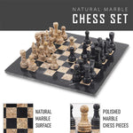 Black and Fossil Coral 15 Inches Premium Quality Marble Chess Set (With Storage Box)