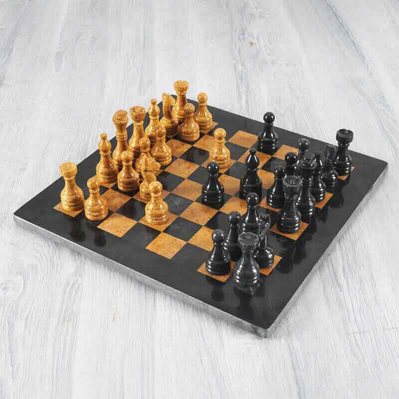 RADICALn - Premium Quality natural marble 15" Black and Golden chess set