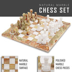 Green Onyx & White 15 Inches Natural Marble Chess Set