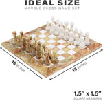 Green Onyx & White 15 Inches Natural Marble Chess Set