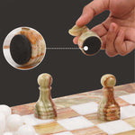 Green Onyx & White 15 Inches Natural Marble Chess Set