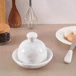 Radicaln Marble Butter Dish with Lid White 6"x5.5" Inch