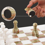 White and Green Handmade 15 Inches High Quality Onyx Marble Chess Set (With Storage Box)