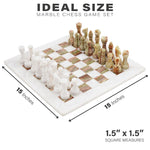 White and Green Handmade 15 Inches High Quality Onyx Marble Chess Set (With Storage Box)