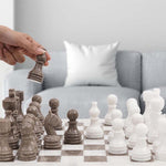White and Grey Oceanic Handmade 15 Inches High Quality Marble Chess Set