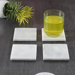 Marble Set of 6 Kitchen Black Square Coaster Plates Handmade