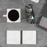 Marble Set of 6 Kitchen Black Square Coaster Plates Handmade