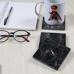 Marble Set of 6 Kitchen Black Square Coaster Plates Handmade