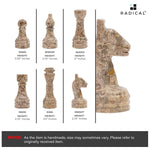Black and Fossil Coral Handmade 15 Inches High Quality Marble Chess Set