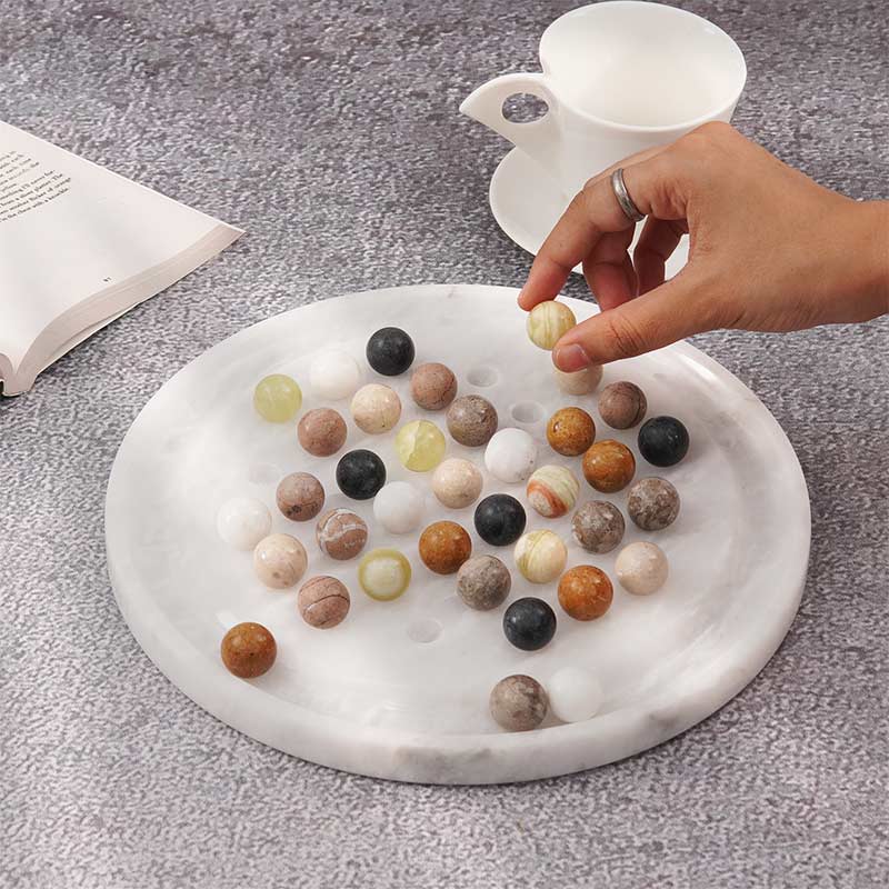 Radicaln Marble Peg Solitaire Game 10" – Stone Board Game for Adults